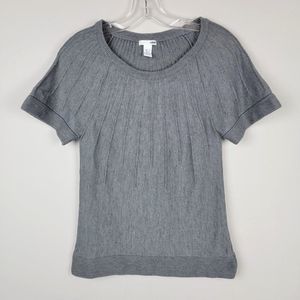 H & M Grey Crew Neck Short Sleeves Acrylic Wool Pullover Sweater Size S